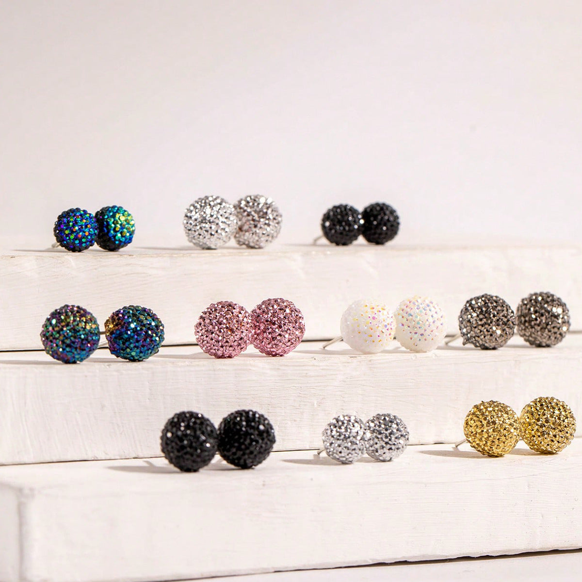 Wholesale Dopamine colorful shiny round bead earrings